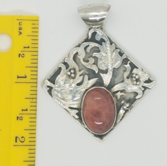 Vintage Sterling Silver pendant with Rhodochrosit… - image 8