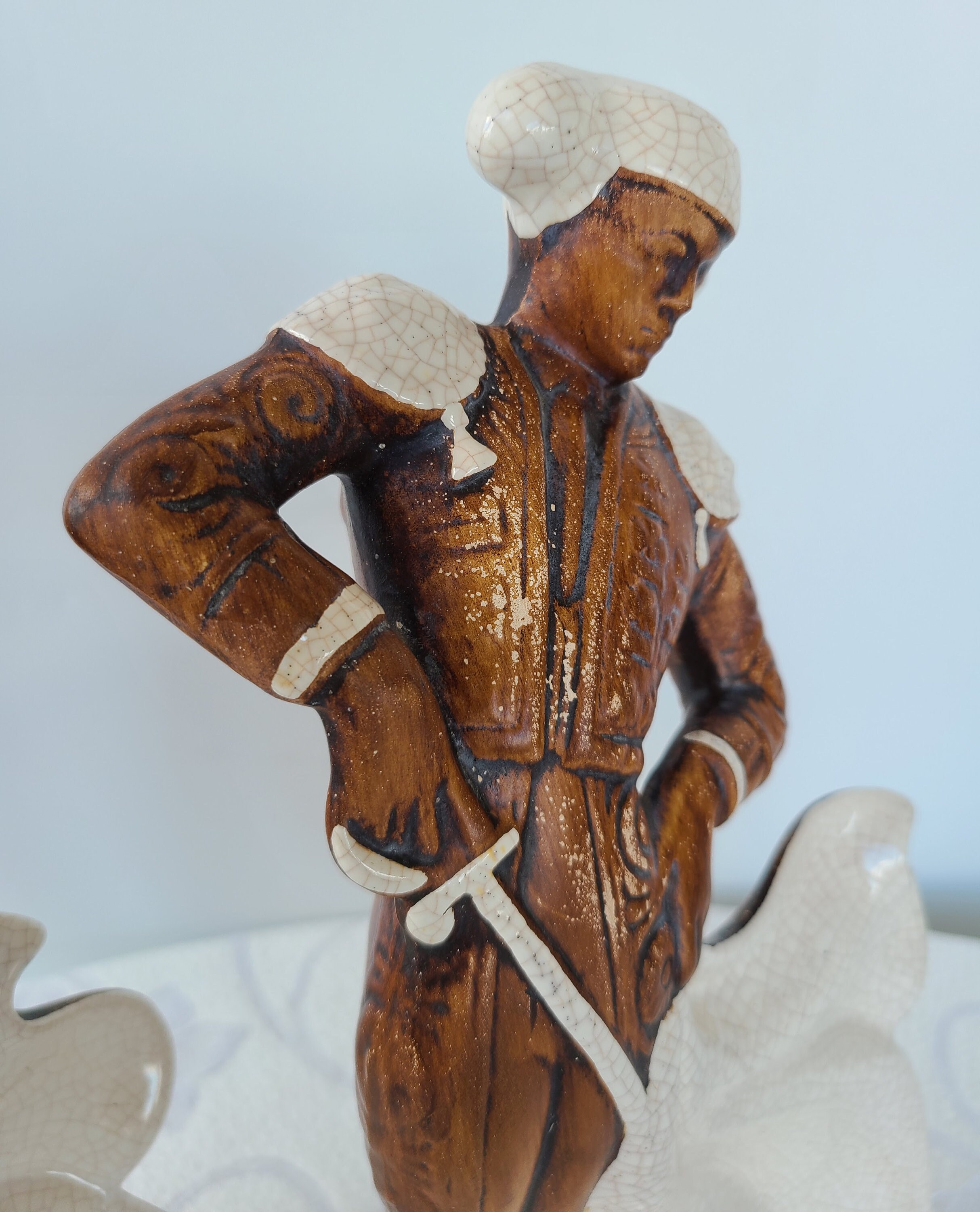 Vintage Treasure Craft Ceramic Matador, Crackled Glaze Finish