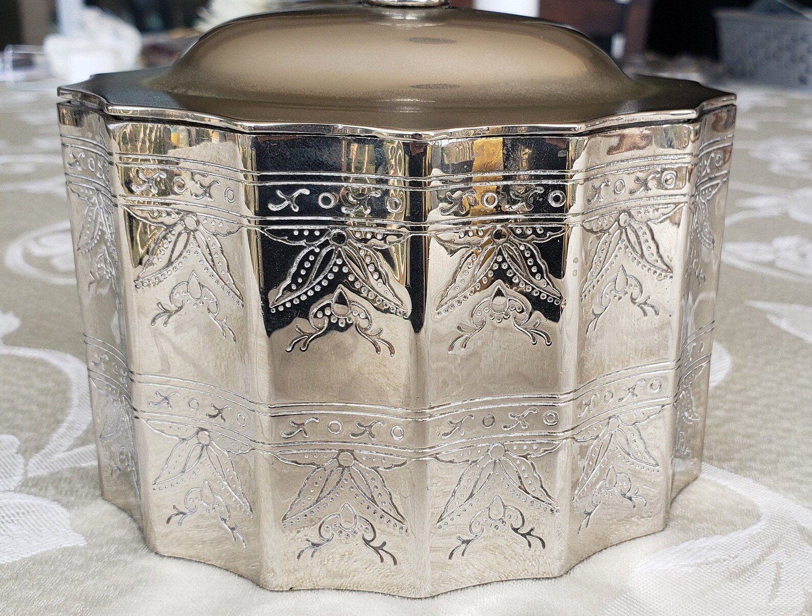 Vintage Godinger Silver Covered Jewelry Box Engraved Paneled Etsy