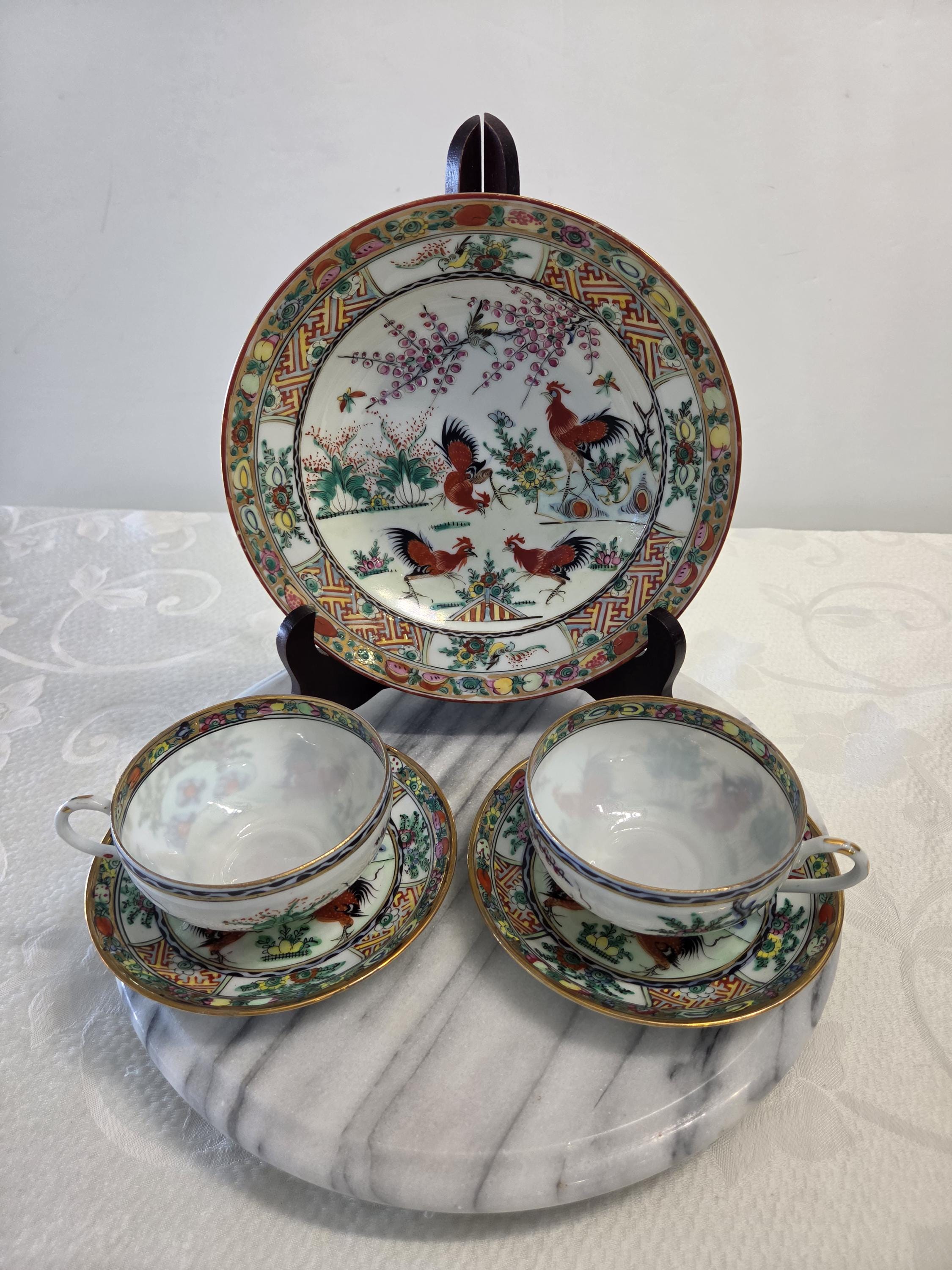 古い中国広彩のボウル Rooster Bowl Chinese Vintage - Etsy