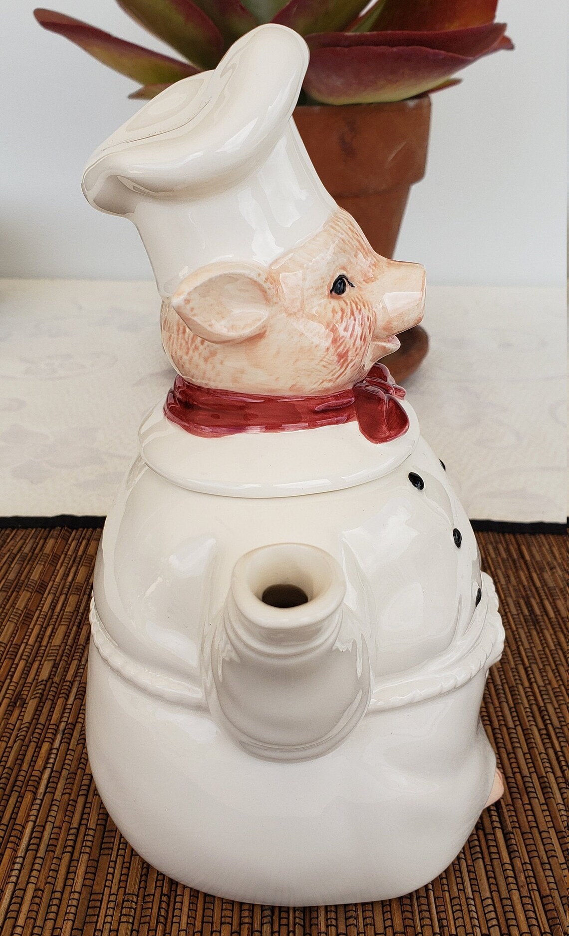 Otagiri Pig Tea Pot Hand Painted Porcelain 3D Chef Pig Tea Etsy