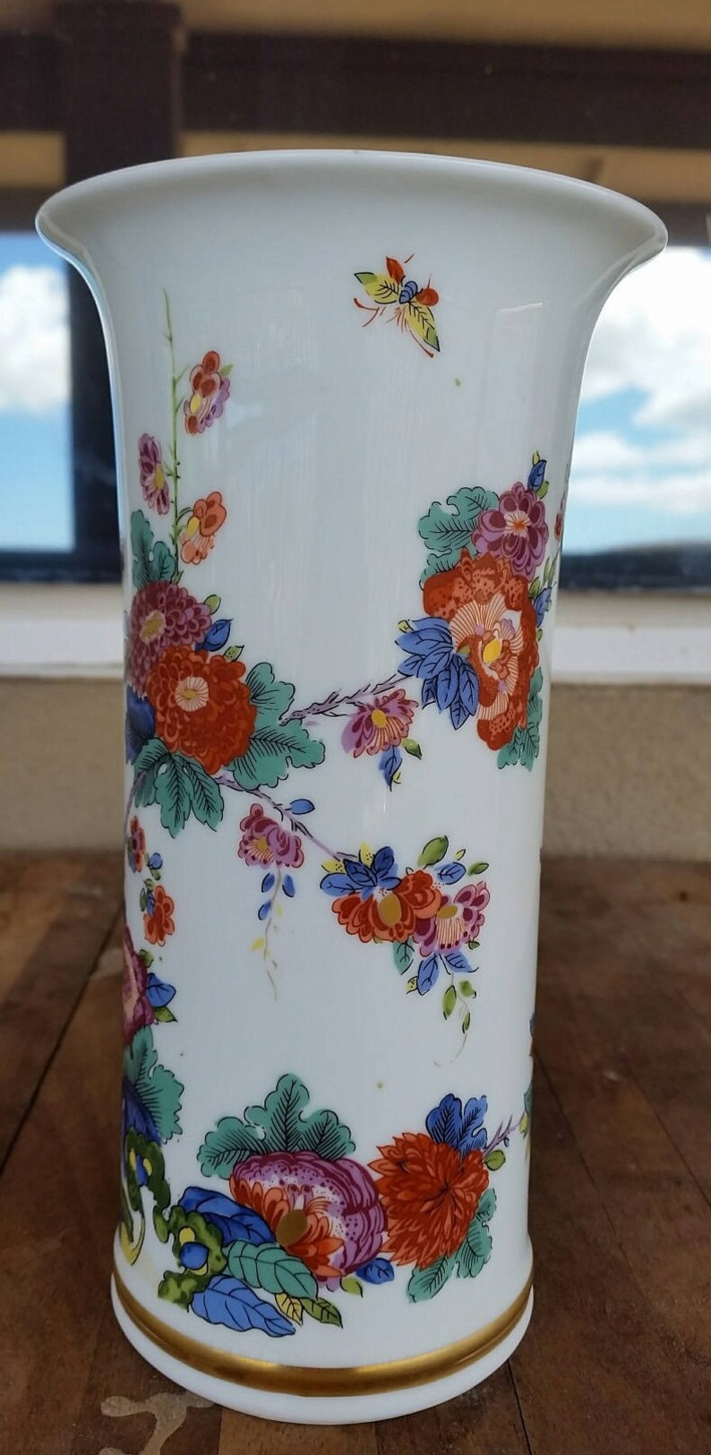 Vintage Lenox Saxony Vase Hand Made Hand Painted Trimmed in Etsy
