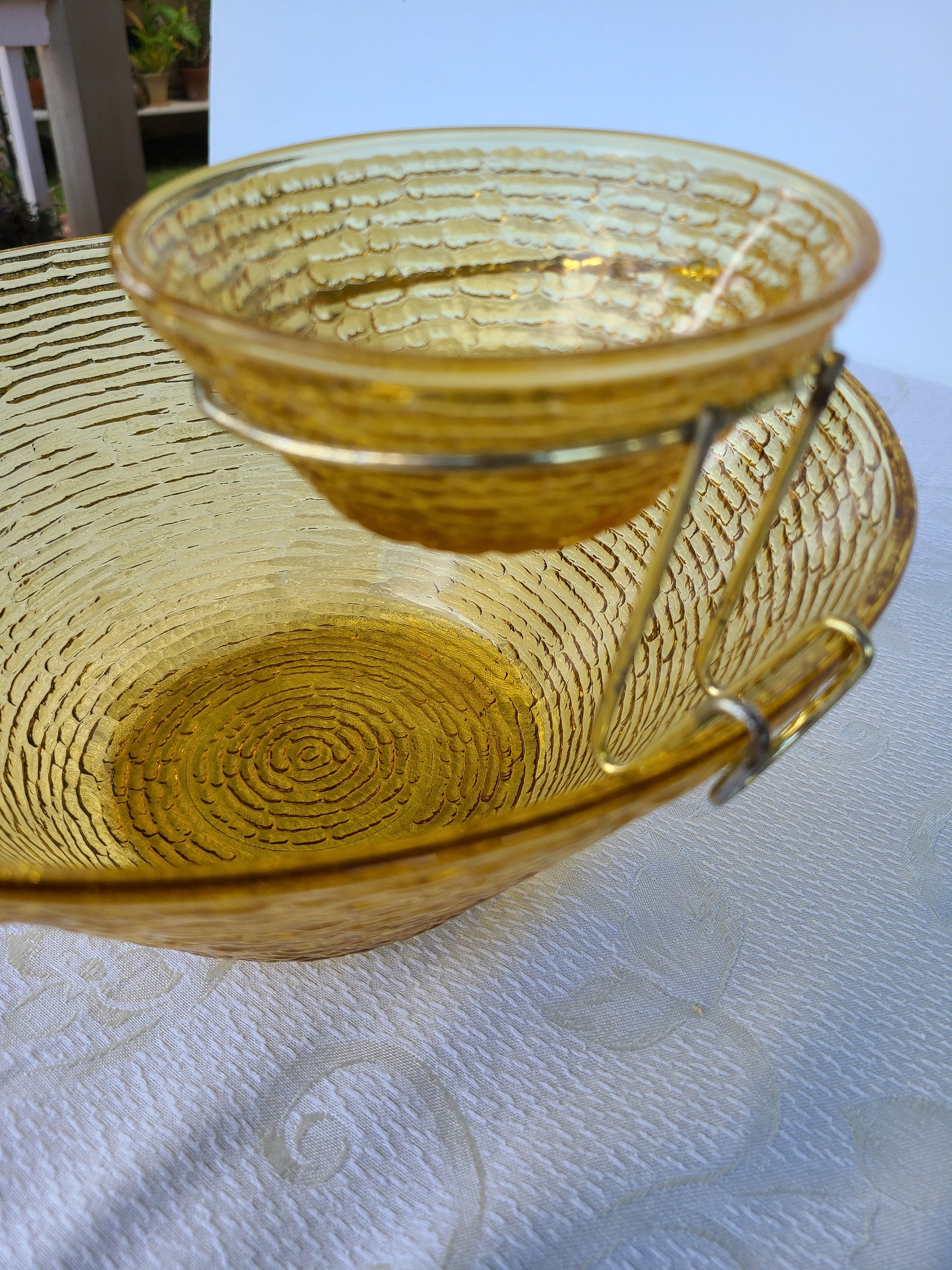 Vintage Anchor Hocking Gold Soreno Chip and Dip Bowls Golden Etsy