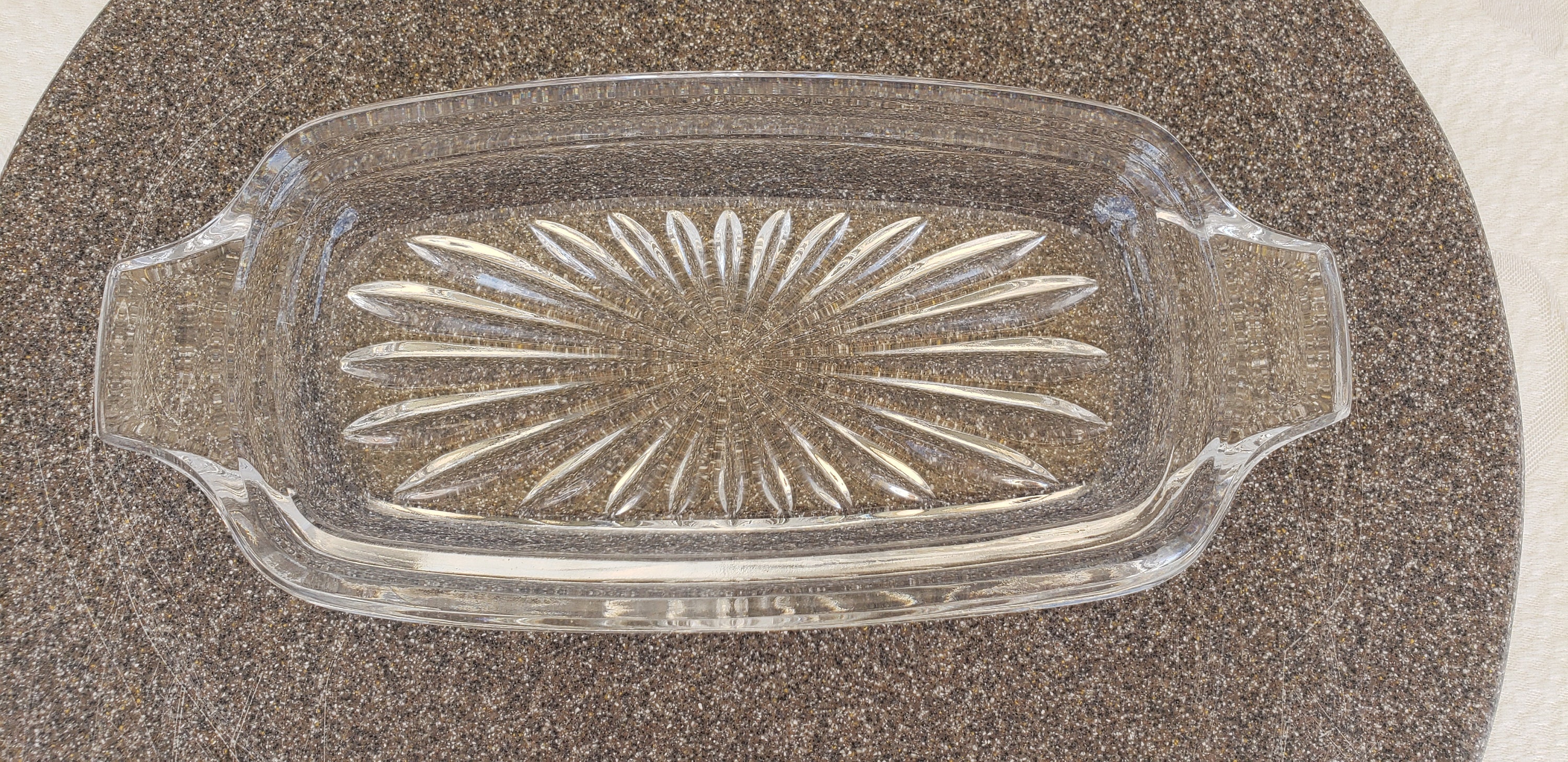 Vintage Crystal Covered Butter Dish Heavy Glass Etched With Etsy