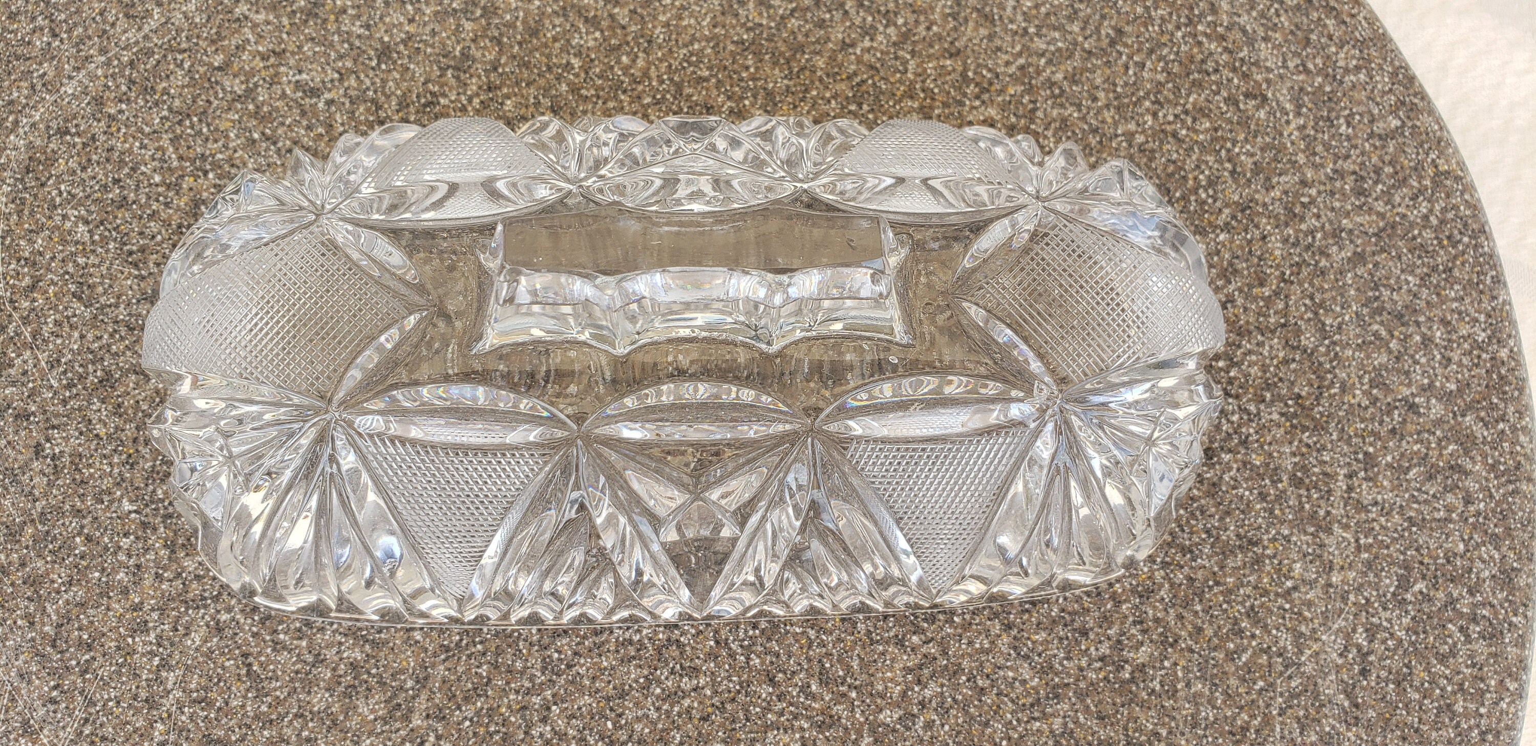Vintage Crystal Covered Butter Dish Heavy Glass Etched With Etsy