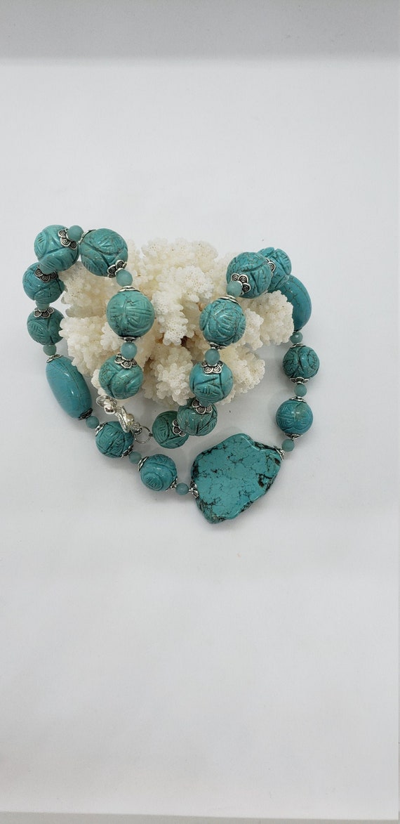 Hand carved Natural Turquoise Necklace Hand carved Natural Turquoise Necklace