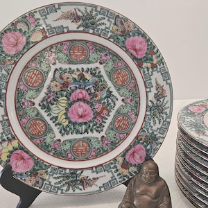 アンティーク　チャイナ　ローズメダリオン ２枚　Chinese Rose Mid 20th Century Chinese Rose Medallion Garden Stool – House