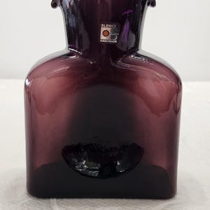 Vintage Blenko Amethyst Water Decanter, Blenko Blown Glass Double