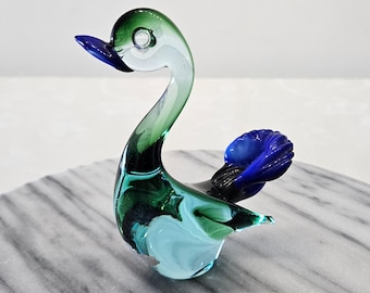 Murano Art Glass Duck Figurine, V. Nason & C., Smokey Ombre Design