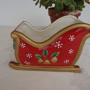 Vintage Fitz and Floyd Festive Bells Christmas Ceramic Sleigh