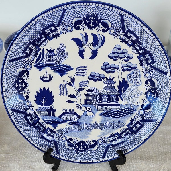 Blue Willow  12 1/2" Round Platter, Chop Plate,  Vintage Transferware Round Porcelain Platter,