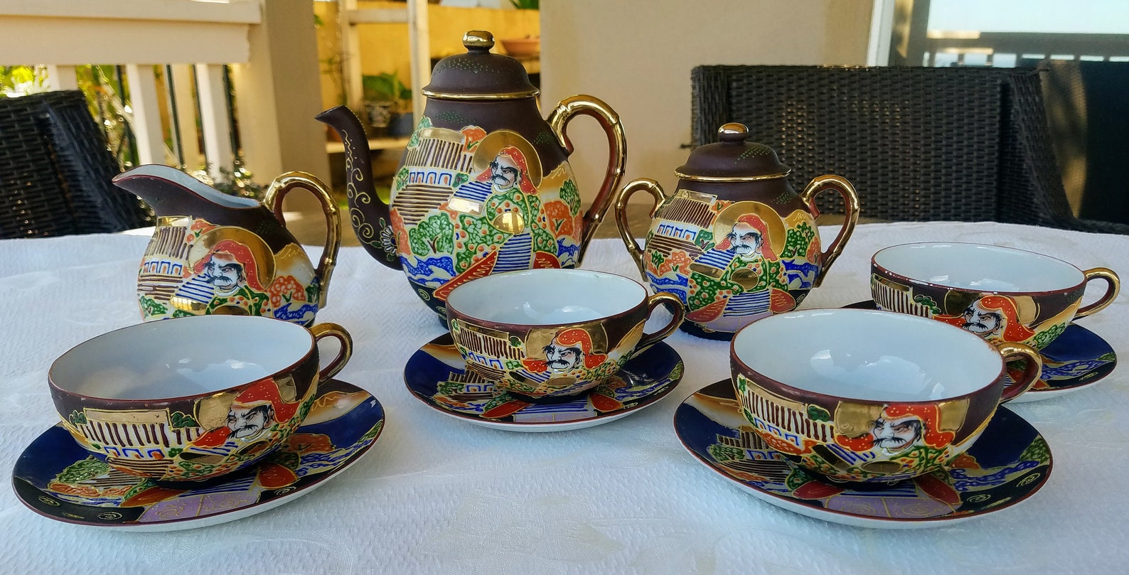 Vintage Japanese Moriage Satsuma Tea Set Bone China Tea Pot Etsy