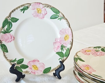 Vintage Franciscan Earthenware Desert Rose 8" Salad Plate,  Hand Painted, Made in the USA,