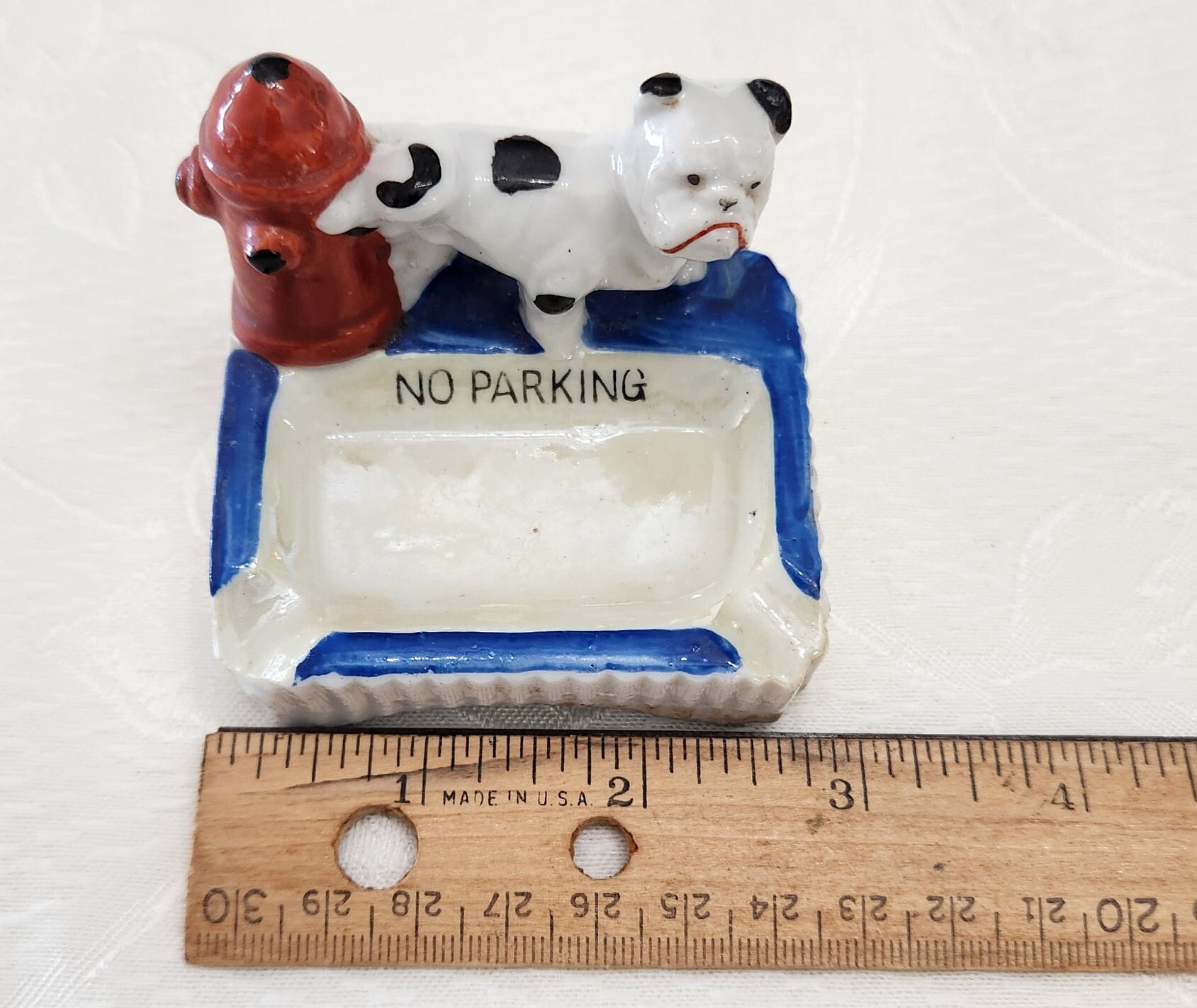 Vintage Ceramic Bull Dog Ashtray, Fire Hydrant 