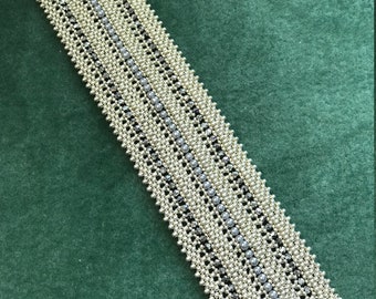 Silver Hand Beaded Slinky Cuff