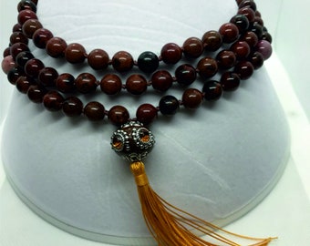 Brown Obsidian Mala Prayer Rope/Necklace