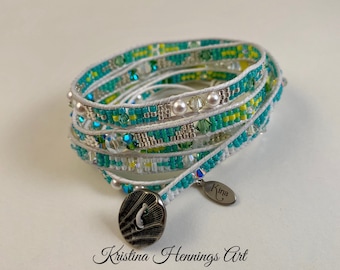 Beaded Leather Wrap Bracelet