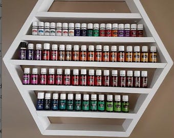 Large Wooden Hexagon Shelf: Honeycomb Essential Oil Display