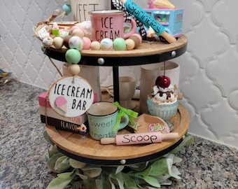 Mini mug  tray decor Summer ice cream tray display