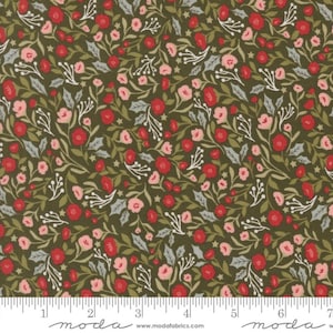Moda BERRY AND PINE - Christmas Posies in Wintergreen (5241 13) - by Lella Boutique - Sold by the Yard - Cut Continuous