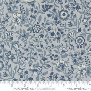 Moda SACRE BLEU - Jardinage Floral in Ciel Blue (13971 15) - by French General - Sold by the Yard - Cut Continuous