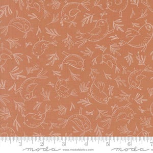 Moda CHIRP - Trace a Bird in Clay (39034 14) - by Elena Amo - Sold By the YARD - Cut Continuous