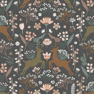 BOTANIST - Woodlandia Charcoal (BTA 21450) - by Katarina Roccella for Art Gallery Fabrics - Sold by the Yard - Cut Continuous