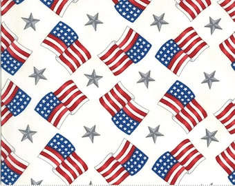 AMERICA THE BEAUTIFUL by Deb Strain for Moda - Flags in White (19986 12) - sold by the Yard