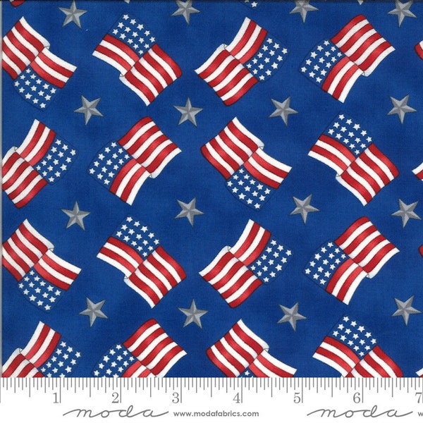 AMERICA THE BEAUTIFUL by Deb Strain for Moda - Flags in Blue (19986 14) - sold by the Yard