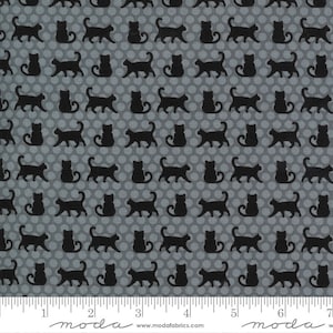 MIDNIGHT MAGIC 2 - Cat Parade in Mist (24102 16) - by April Rosenthal/Prairie Grass for Moda - Sold By the Yard - Cut Continuous