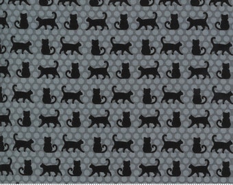 MIDNIGHT MAGIC 2 - Cat Parade in Mist (24102 16) - by April Rosenthal/Prairie Grass for Moda - Sold By the Yard - Cut Continuous