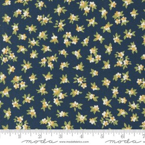Moda CHELSEA GARDEN - Tea Rose in Navy (33749 16) - Sold By the YARD - Cut Continuous