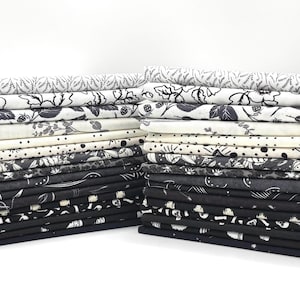 Curated Color Bundle BLACK, WHITE and CREAM - 16 Fat Eighths