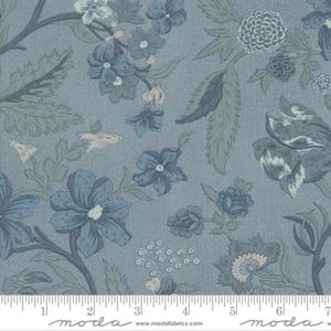 Moda SACRE BLEU - Parterre Floral in French Blue (13970 16) - by French General - Sold by the Yard - Cut Continuous