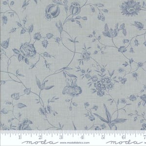 Moda SACRE BLEU - Pivoine Floral in Ciel Blue (13973 16) - by French General - Sold by the Yard - Cut Continuous