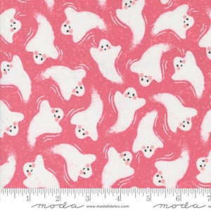 HEY BOO - Friendly Ghost in Love Potion Pink (5211 14) - by Lella Boutique for Moda - Sold By the YARD - Cut Continuous