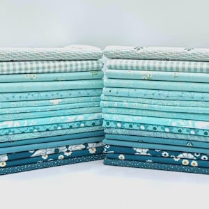 Curated Color Bundle TEAL - 16 Pieces - Choose Fat Eighths or Fat Quarters