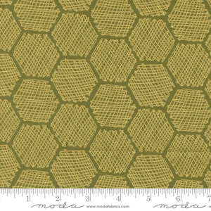 Moda BEE GARDEN - Metallic Honeycomb in Ivy (48416 12M)  by Gingiber - Sold by the YARD - Cut Continuous