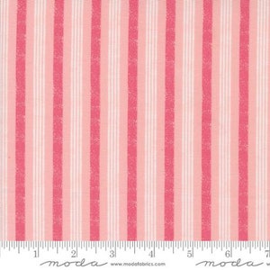 HEY BOO - Boougie Stripe in Bubble Gum Pink (5214 13) - by Lella Boutique for Moda - Sold By the YARD - Cut Continuous