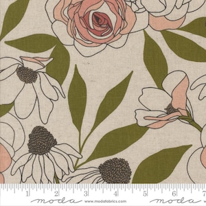 Moda Botany MOCHI LINEN- Cabbage Rose in Paper (11550 11L) by Alli K Design - Sold By the YARD - Cut Continuous
