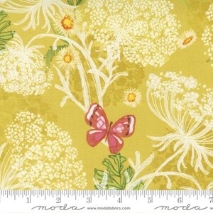 WILD BLOSSOMS - Butterfly Floral in Maize (48733 12) - by Robin PIckens for Moda - Sold By the YARD - Cut Continuous