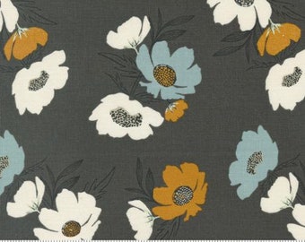 WOODLAND WILDFLOWERS - Bold Blooms in Soot (45582 15) - by Fancy That Design House for Moda - Sold By the YARD - Cut Continuous