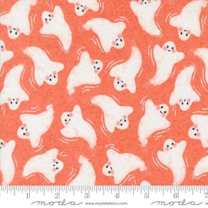 HEY BOO - Friendly Ghost in Soft Pumpkin (5211 12) - by Lella Boutique for Moda - Sold By the YARD - Cut Continuous