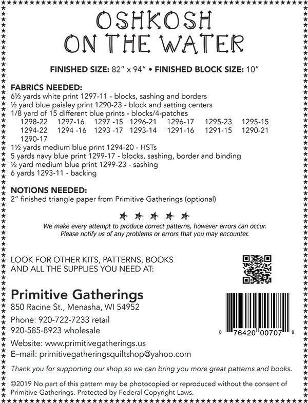 Oshkosh on the Water Quilt Pattern Featuring Indigo Gatherings Etsy