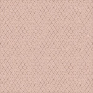 May include: A seamless pattern of a light pink background with a repeating pattern of a light brown diamond shape with a small circle at each point of the diamond.