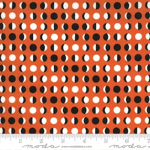 MIDNIGHT MAGIC 2 - Moon Dot in Pumpkin (24104 15) - by April Rosenthal/Prairie Grass for Moda - Sold By the Yard - Cut Continuous