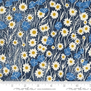 FIELD OF FLOWERS - Poppy Field in Navy (3312 19) - by Katharine Watson for Moda - Sold by the Yard - Cut Continuous