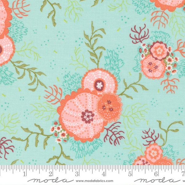 The SEA AND ME - Coral Floral in Seafoam (20793 13) - by Stacy Iest Hsu for Moda - Sold by the Yard - Cut Continuous