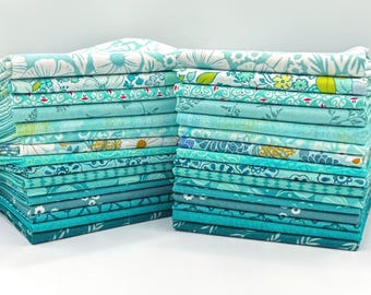 Curated Color Bundle TURQUOISE - 16 Pieces - Choose Fat Eighths or Fat Quarters