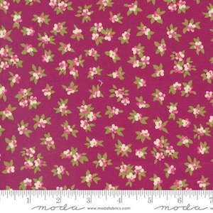 Moda CHELSEA GARDEN - Tea Rose in Mulberry (33749 21) - Sold By the YARD - Cut Continuous